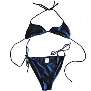 No Boundaries Women's Black Triangle Bikini Set - Size S